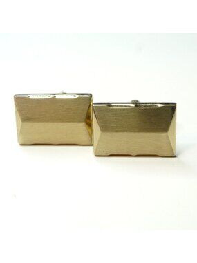 Vintage Hickok Gold Tone Beveled Rectangle Cufflinks Mid Century Men's